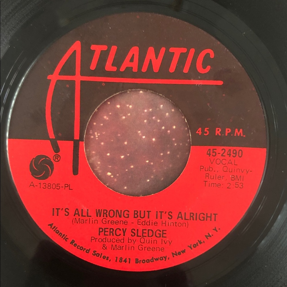 Percy Sledge 45 RPM Vinyl Record ‘68